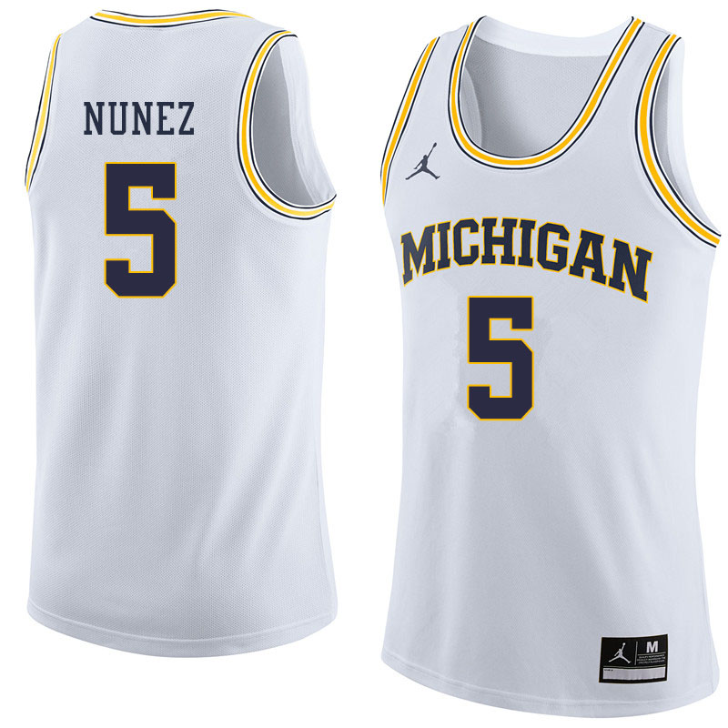 Jordan Brand Men #5 Adrien Nunez Michigan Wolverines College Basketball Jerseys Sale-White